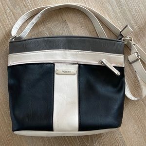 Purse/crossbody in gray, cream & black